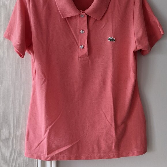 Lacoste Polo Shirt Women Size 42M/L Peach Orange France - Picture 5 of 5